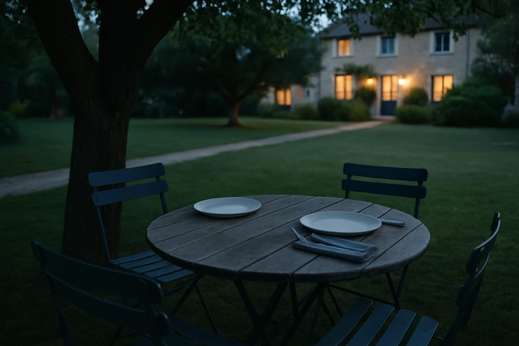 La table passe au jardin, sous le tilleul