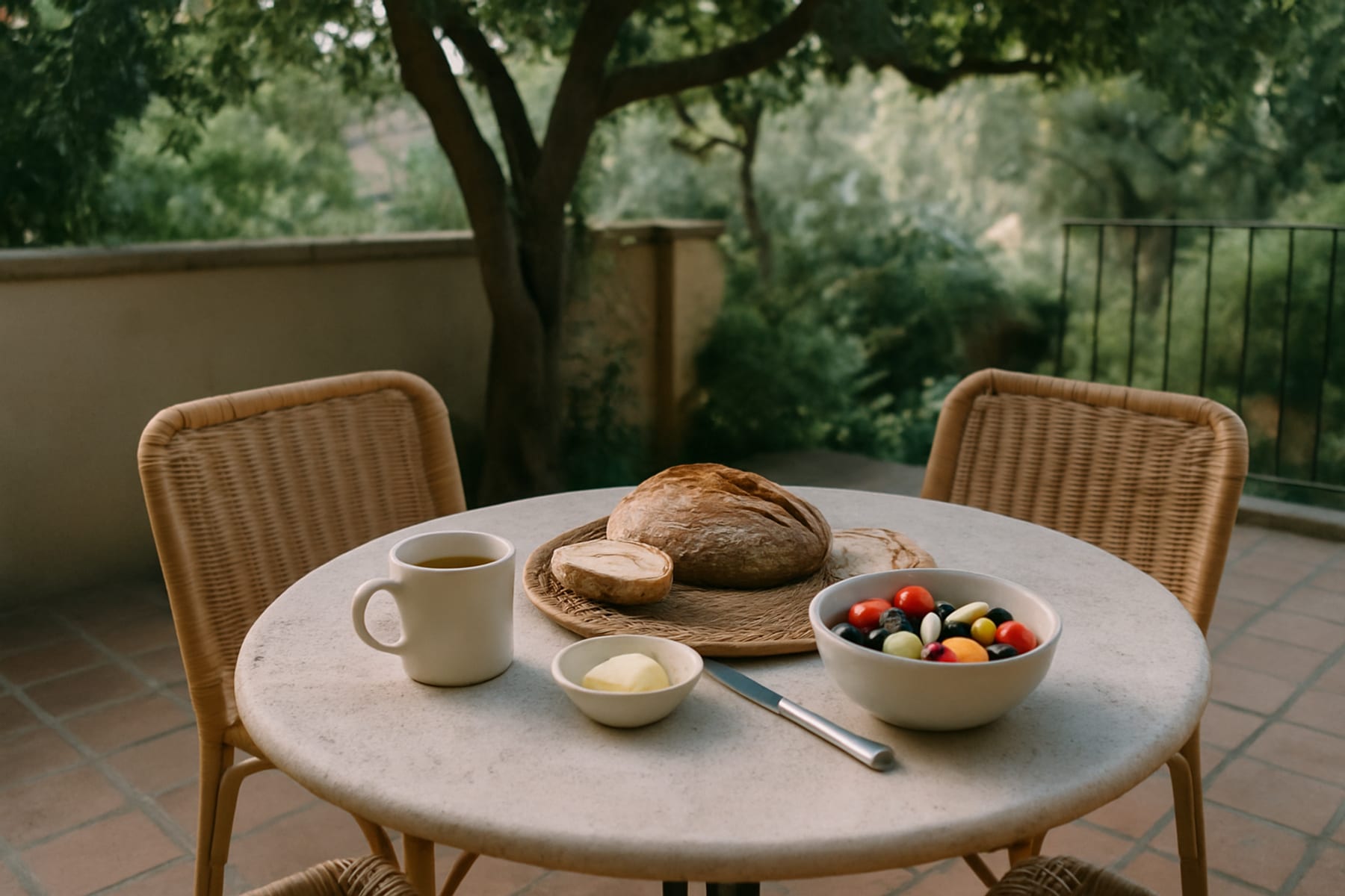 Le pain sort du four, la table